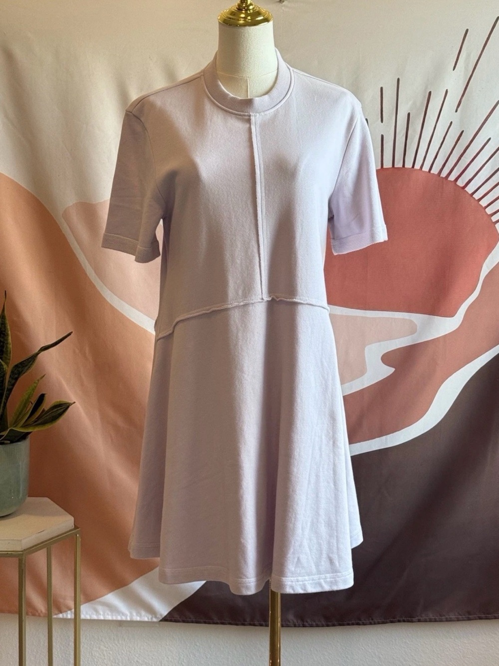 Sweaty Betty Lilac Short-Sleeve Mini Swing Dress Size S
